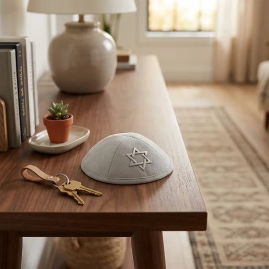Kippah Ultra Suede «Silver Magen David»
