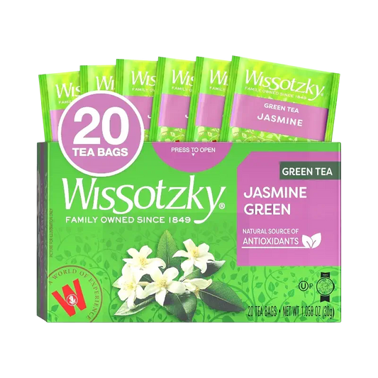 Wissotzky Green Tea with Jasmine, 20 Tea Bags | Antioxidant Rich | Fragrant Green Tea Bags