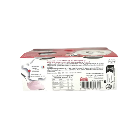 Makabi Yaourt Brassé Fraise – Strawberry Blended Yogurt 3.2% (4×125 g / 500 g)