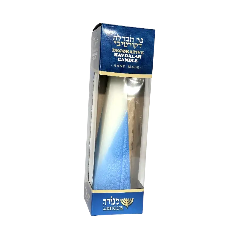 Menora Decorative Havdalah Candle Handmade Blue White Gold