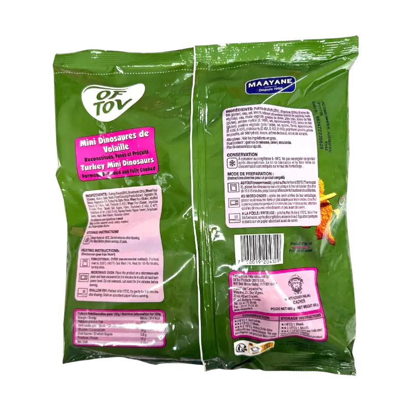 Of Tov Turkey Mini Dinosaurs Breaded Nuggets (Fully Cooked, Frozen)