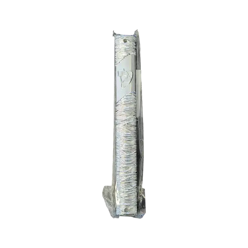 Decorative Mezuzah Case – Silver Wave Design (Shin Letter)