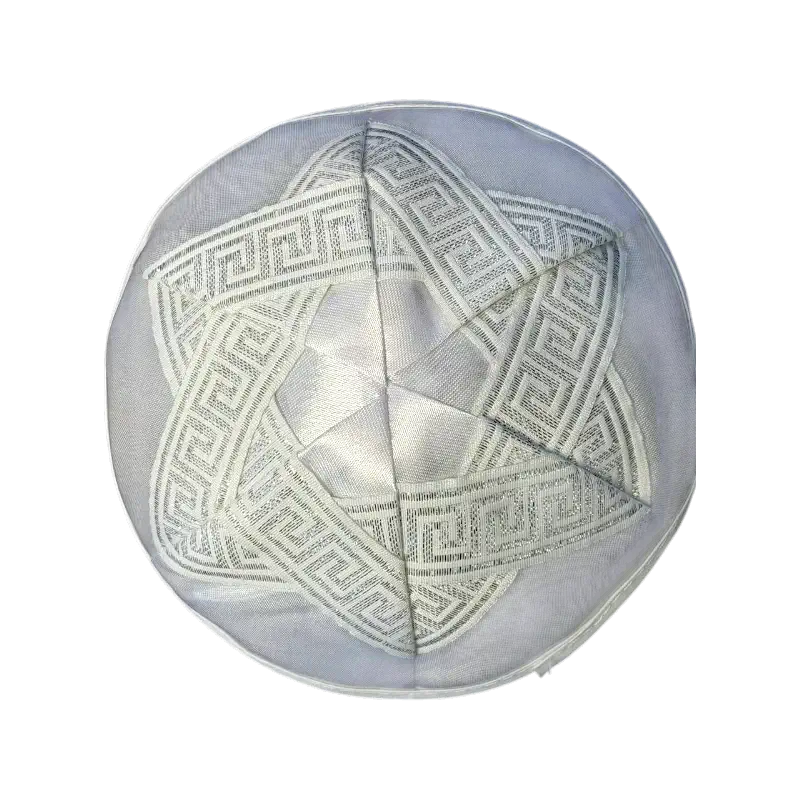 White Kippah (Yarmulke) – Embroidered Star of David Design