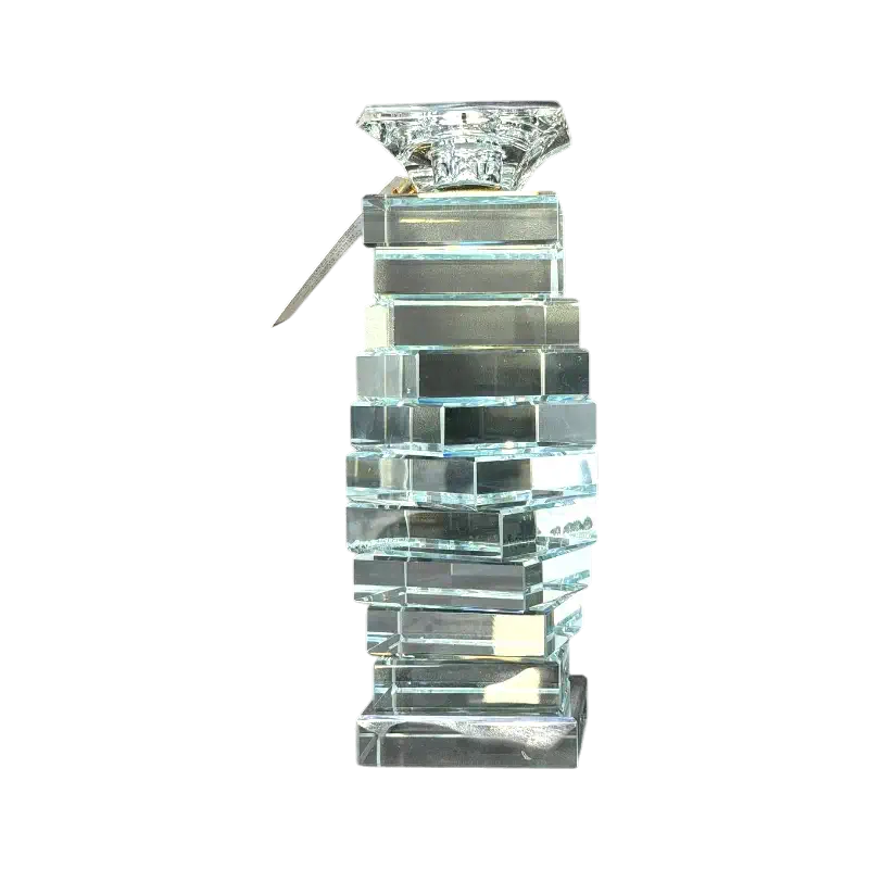 Modern Crystal Candlestick – Layered Glass Design