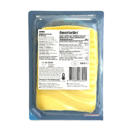 Amstelvelder Kosher Gouda Sliced Cheese Dairy Product 150g