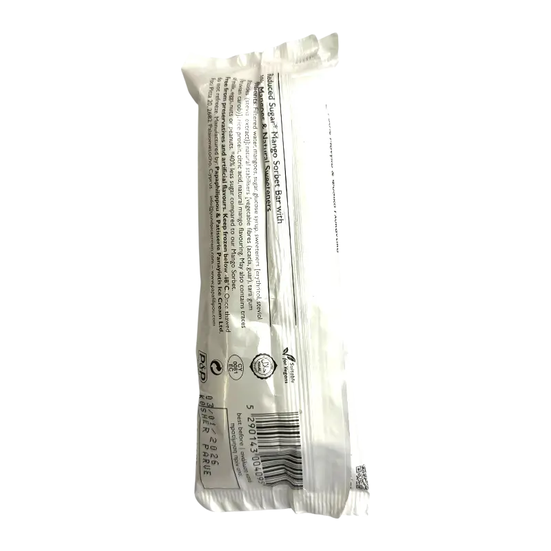 Papafilipou Mango All Natural Sorbet Ice Bar (40% Less Sugar)
