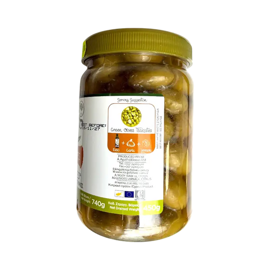 King of Olives Tsakistes Green Olives – Cracked Green Olives in Brine (740 g)