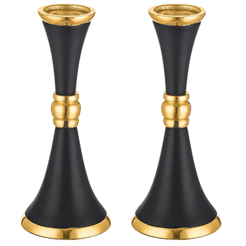 Candlesticks "Black and gold", 18 cm