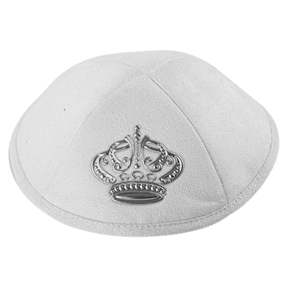 Ultra Suede Kippah with Pin Spot White