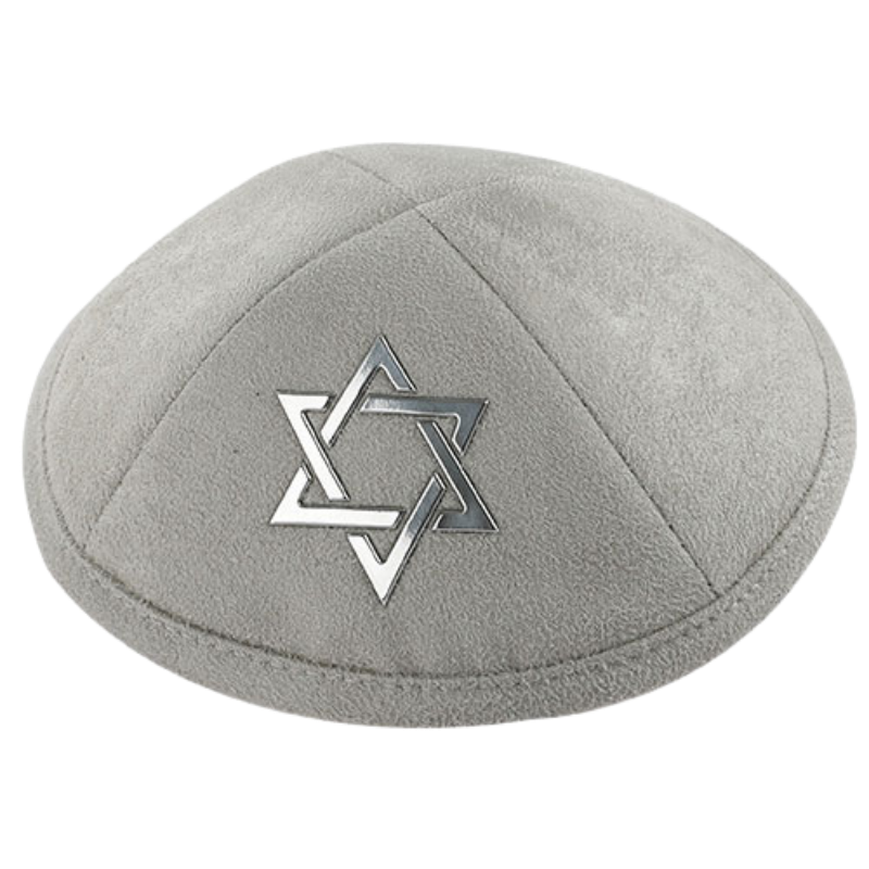 Kippah Ultra Suede «Silver Magen David»