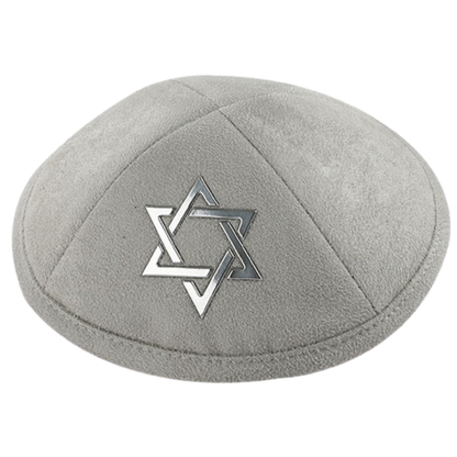 Kippah Ultra Suede «Silver Magen David»