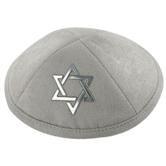 Kippah Ultra Suede «Silver Magen David»
