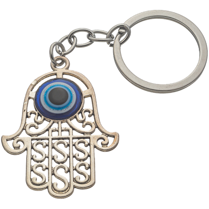 Nickel "Blue Hamsa" Keyholder