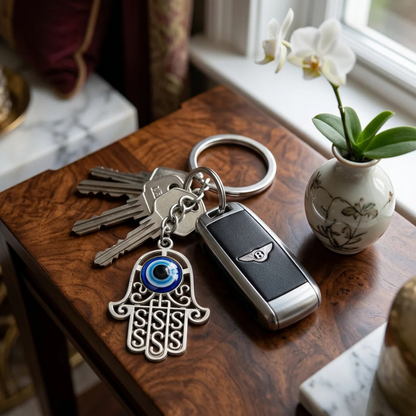 Nickel "Blue Hamsa" Keyholder