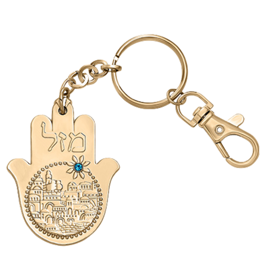 Metal Keyholder Hamsa "Mazal Gold"