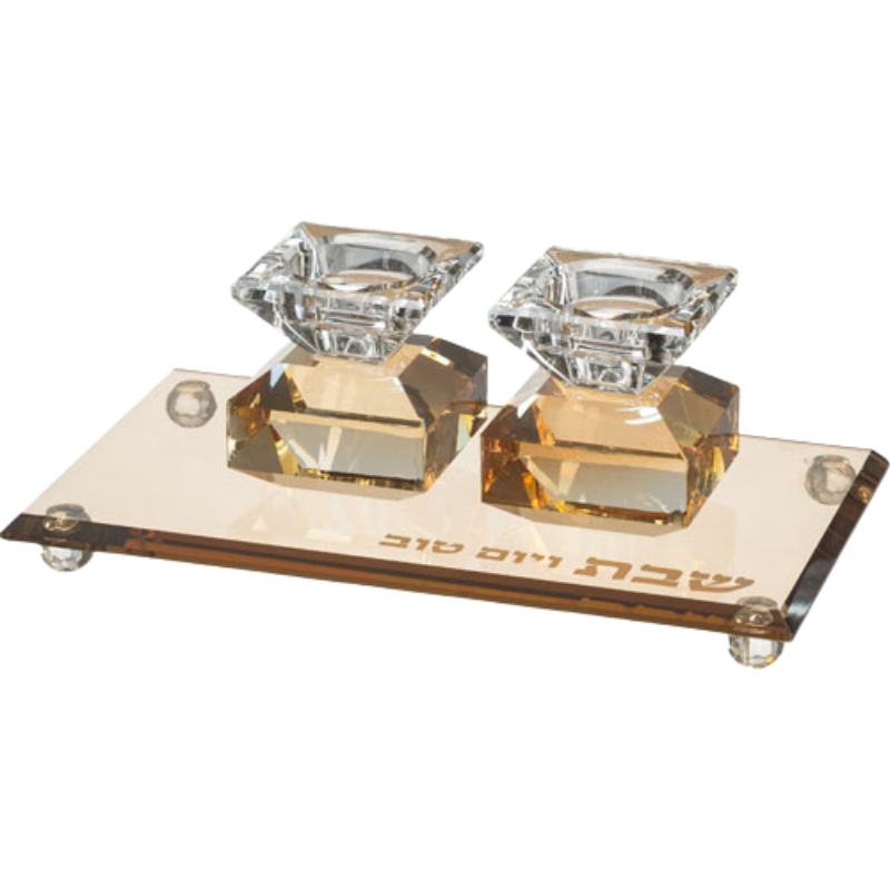 “Crystal” Candleholder and Tray Set