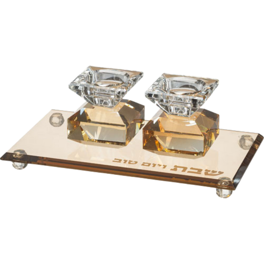 “Crystal” Candleholder and Tray Set