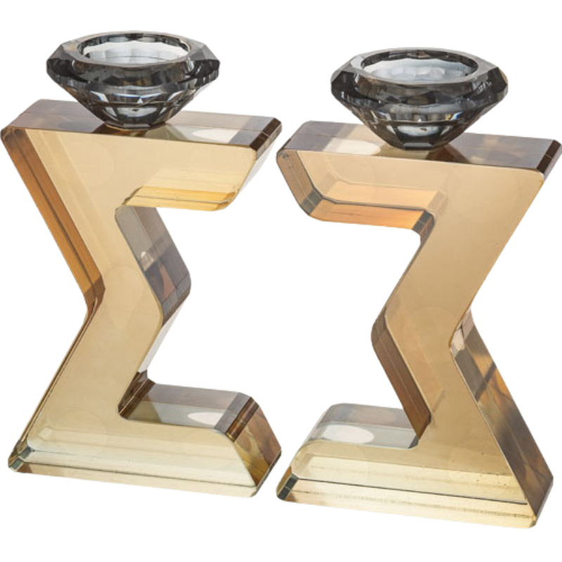 "Crystal Magen David" Candlesticks