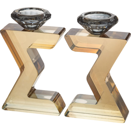 "Crystal Magen David" Candlesticks