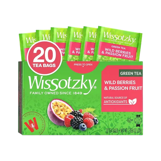 Wissotzky Wild Berries & Passion Fruit Green Tea, 20 Tea Bags | Antioxidant Rich | Tropical Blend Green Tea Bags