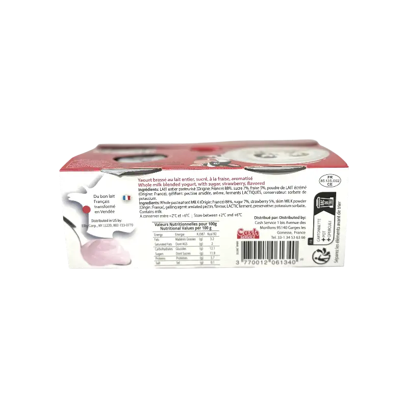 Makabi Yaourt Brassé Fraise – Strawberry Blended Yogurt 3.2% (4×125 g / 500 g)