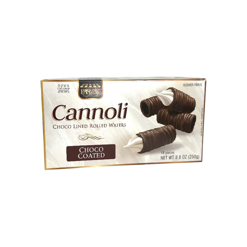 Paskesz Cannoli Choco Coated Choco‑Lined Rolled Wafers 250g