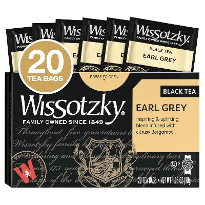 Wissotzky Earl Grey Black Tea, 20 Tea Bags | Fragrant & Aromatic Tea | Antioxidant Rich | Uplifting Black Tea Bags