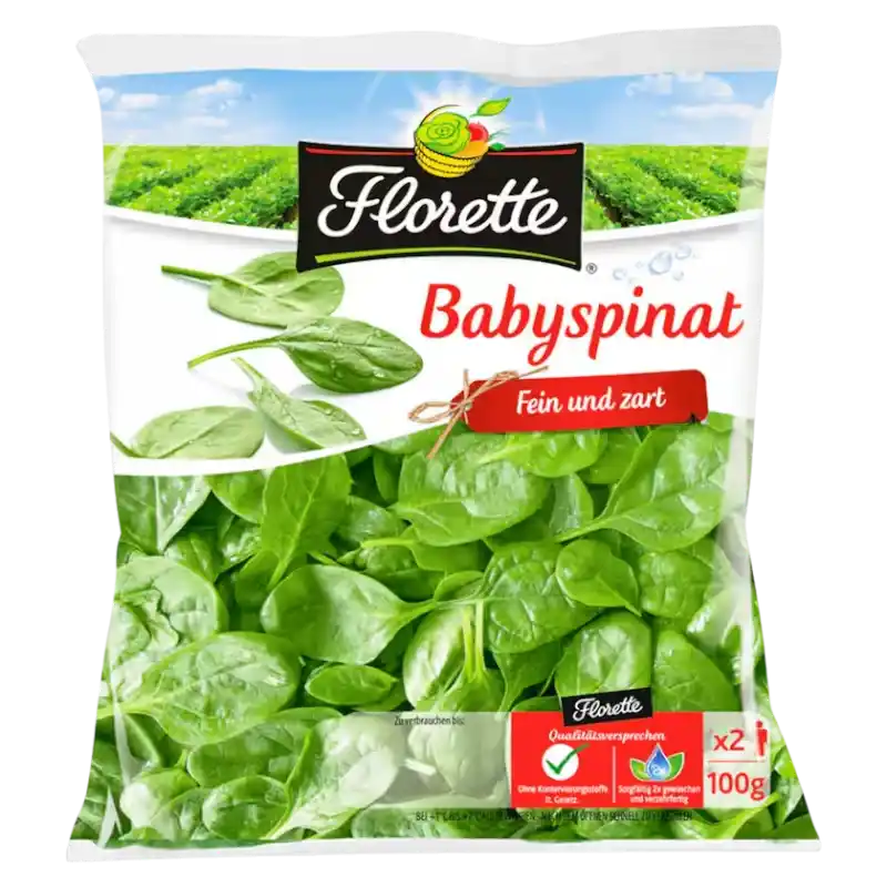 Baby Spinach Leaves — Fresh Tender Greens (Florette) 100g