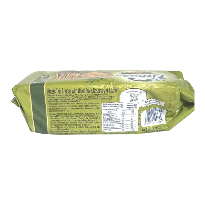 Fitness Thin Whole Grain Crackers – Rosemary & Garlic