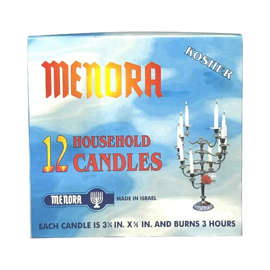 Menora Household Candles Kosher White 12 pcs