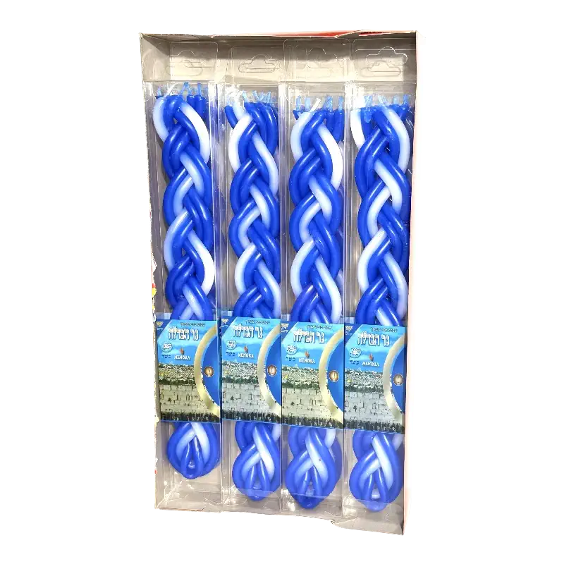 Menora Havdalah Braided Candles Blue & White