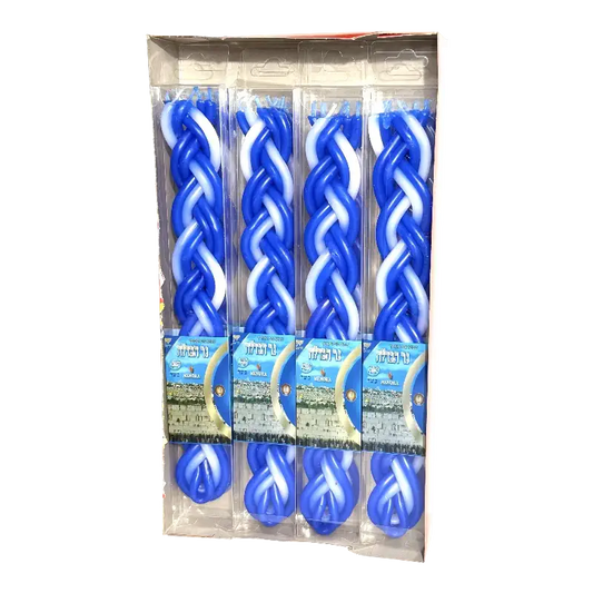 Menora Havdalah Braided Candles Blue & White