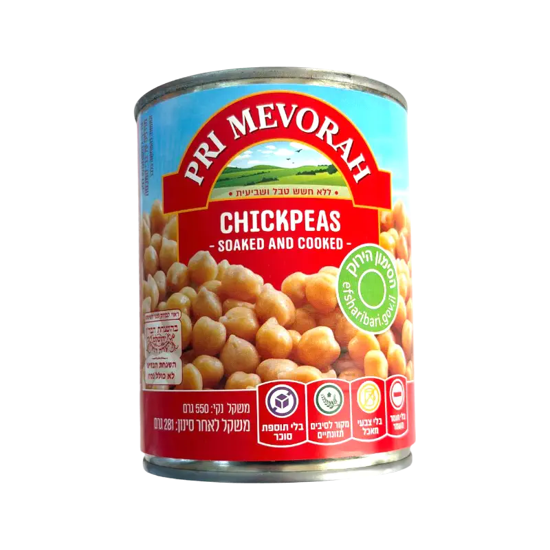Pri Mevorah Chickpeas Soaked and Cooked Canned Legumes
