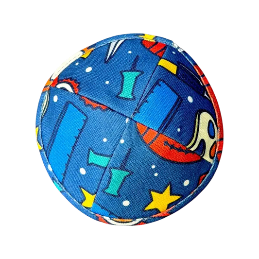 Kids Kippah (Yarmulke) – Space Design (Blue)