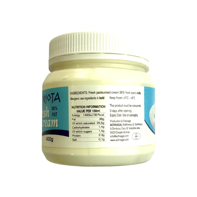 Cypriota Kosher Fresh Cream Dairy Product 38% Fat 400g