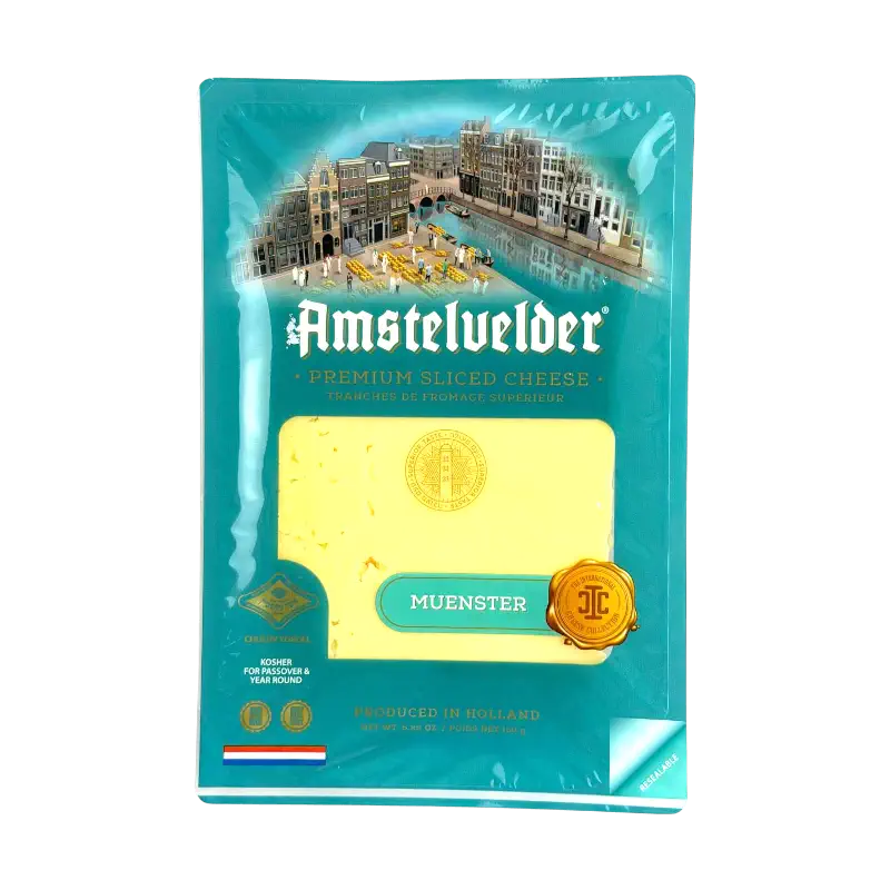 Amstelvelder Kosher Muenster Sliced Cheese Dairy Product 150g