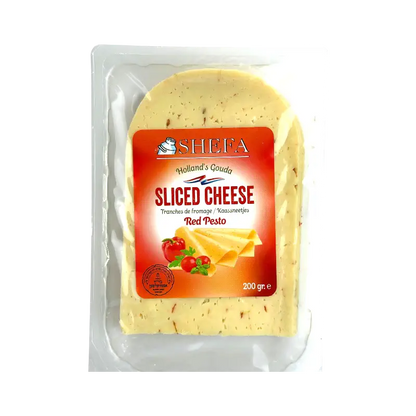 Shefa Kosher Sliced Gouda Cheese with Red Pesto Dairy Product 200g