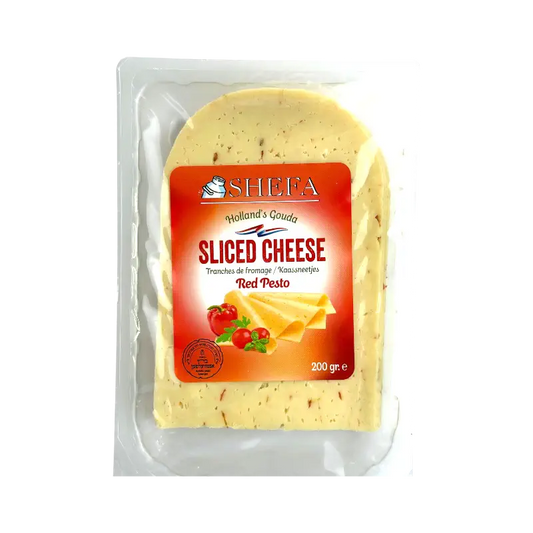 Shefa Kosher Sliced Gouda Cheese with Red Pesto Dairy Product 200g