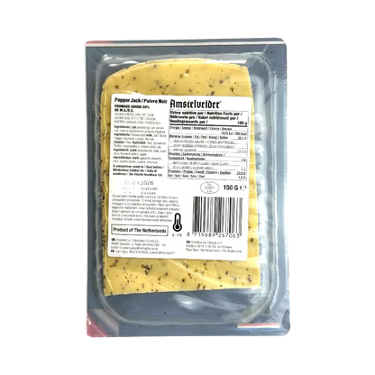 Amstelvelder Kosher Gouda Cheese Slices with Black Pepper Dairy Product 150g
