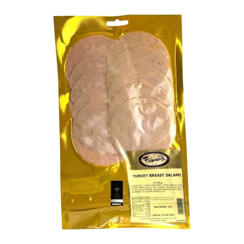 Frohman’s Kosher Turkey Breast Salami Sliced Poultry Cold Cuts 110g