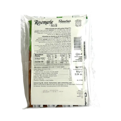 Schmerling's Rosemarie Milk Chocolate Bars with Praline Filling 92g