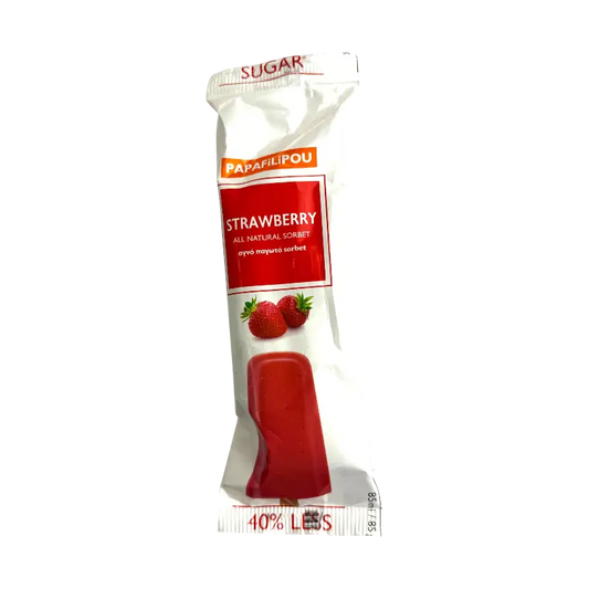 Papafilipou Strawberry All Natural Sorbet Ice Bar (40% Less Sugar)