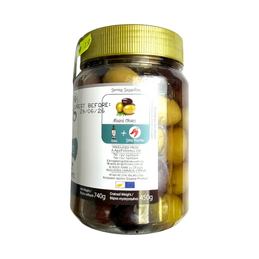 King of Olives Mixed Olives – Green & Black Olives in Brine (740 g)