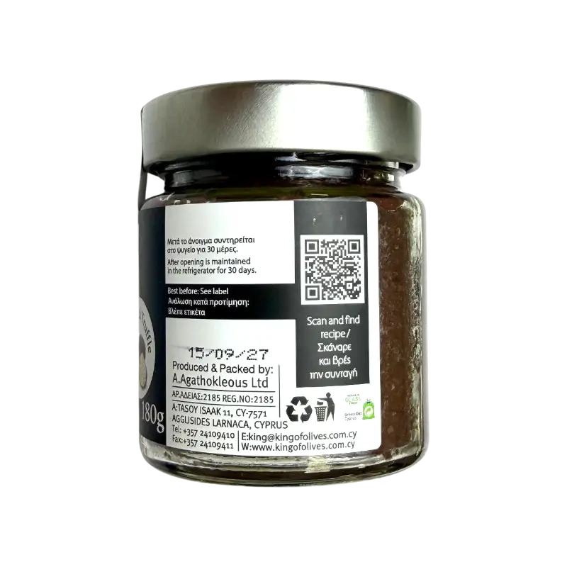 King of Olives Kalamon Olive Paste with Black Truffle – Olive Spread (180 g)