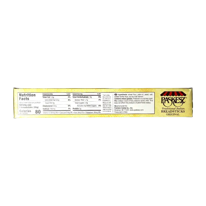 Paskesz Traditional Italian Breadsticks Original – Grissini (125 g)