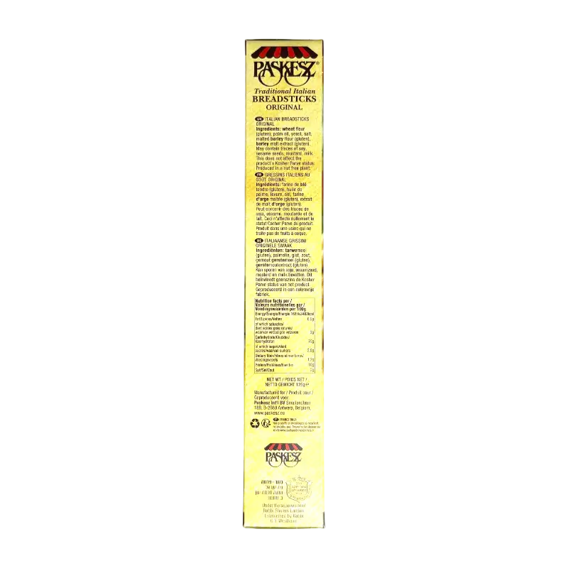 Paskesz Traditional Italian Breadsticks Original – Grissini (125 g)