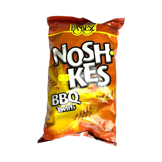 Paskesz Nosh Kes BBQ Twirls – Barbecue‑Flavored Crunchy Snacks (200 g)