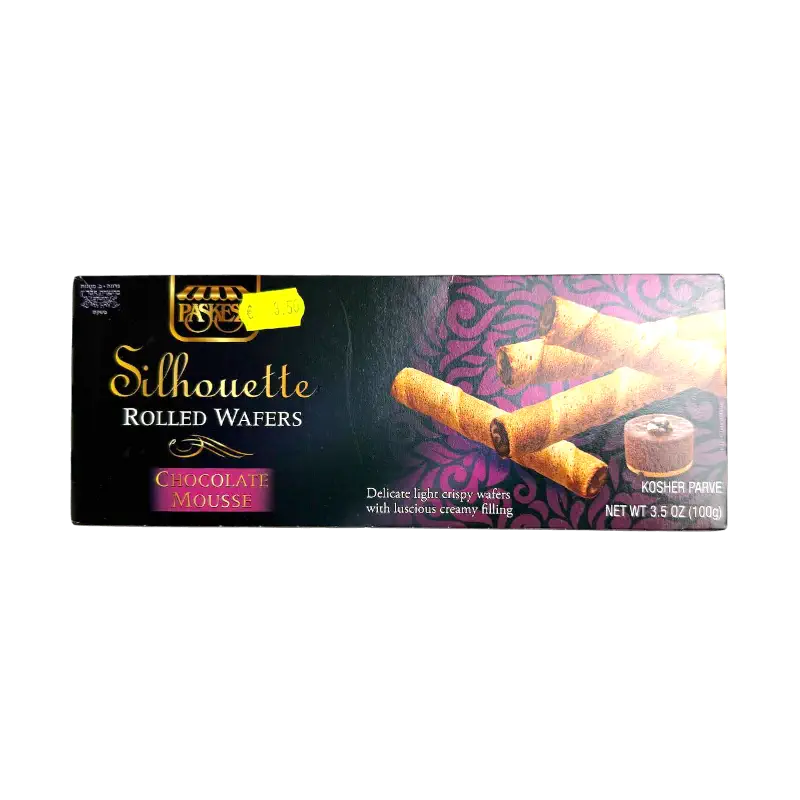 Paskesz Silhouette Rolled Wafers Chocolate Mousse – Wafer Rolls with Chocolate Mousse Filling (100 g)