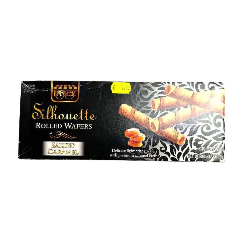 Paskesz Silhouette Rolled Wafers Salted Caramel – Wafer Rolls with Salted Caramel Cream (100 g)